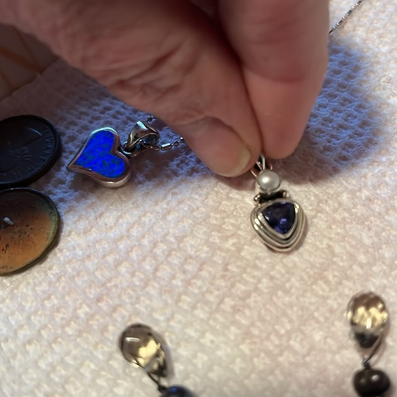 NWOT sterling pendant Iolite and pearl - Picture 2 of 4